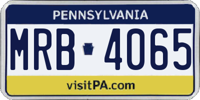 PA license plate MRB4065