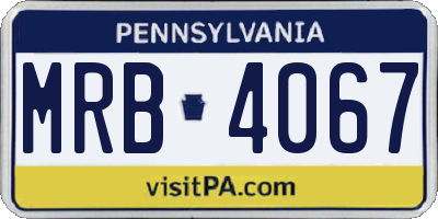 PA license plate MRB4067