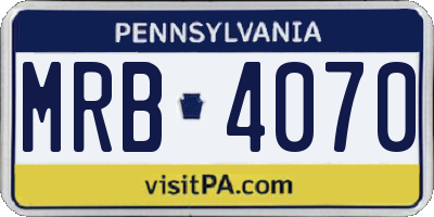 PA license plate MRB4070