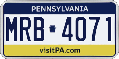 PA license plate MRB4071