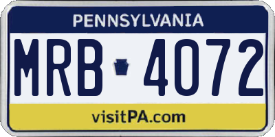 PA license plate MRB4072