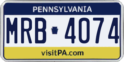 PA license plate MRB4074