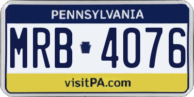 PA license plate MRB4076