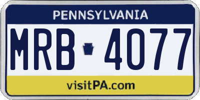 PA license plate MRB4077
