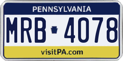 PA license plate MRB4078