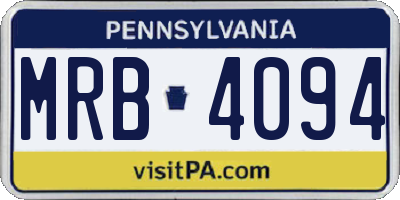 PA license plate MRB4094