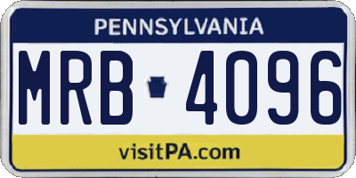PA license plate MRB4096