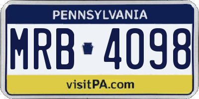 PA license plate MRB4098