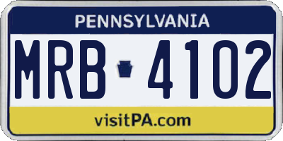 PA license plate MRB4102