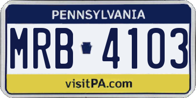 PA license plate MRB4103