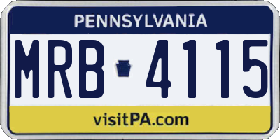 PA license plate MRB4115