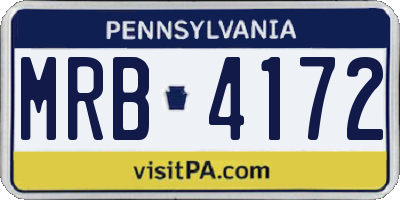 PA license plate MRB4172
