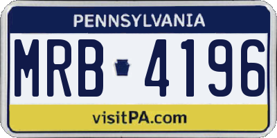 PA license plate MRB4196