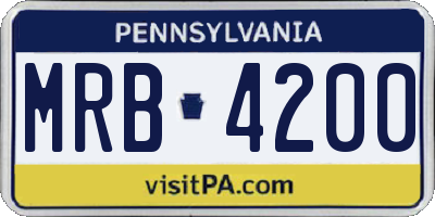 PA license plate MRB4200