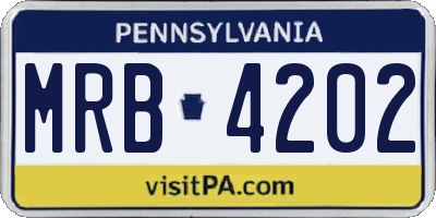 PA license plate MRB4202