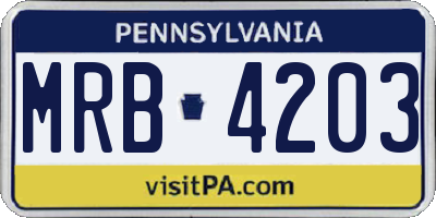 PA license plate MRB4203