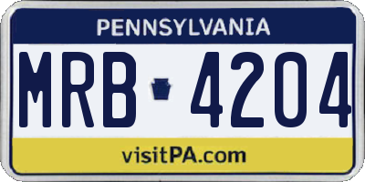 PA license plate MRB4204