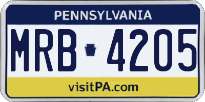 PA license plate MRB4205