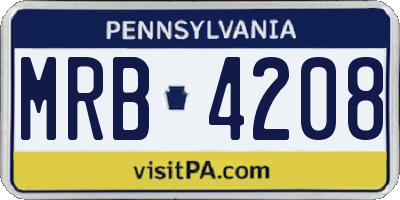 PA license plate MRB4208