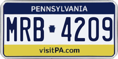 PA license plate MRB4209