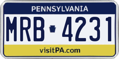 PA license plate MRB4231