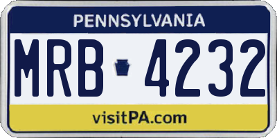 PA license plate MRB4232