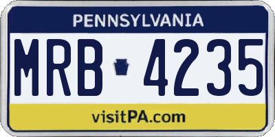 PA license plate MRB4235