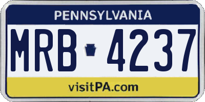 PA license plate MRB4237
