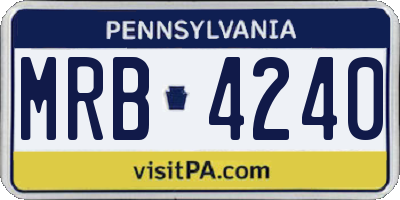 PA license plate MRB4240
