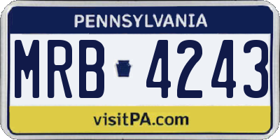 PA license plate MRB4243