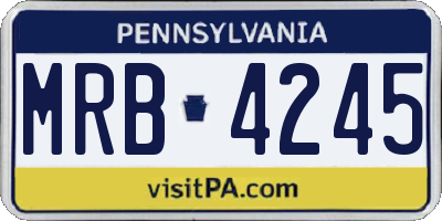 PA license plate MRB4245