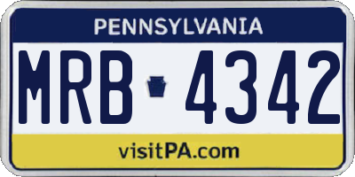 PA license plate MRB4342