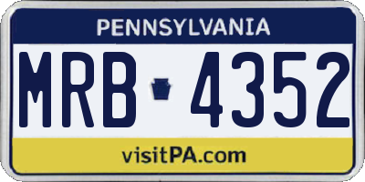 PA license plate MRB4352