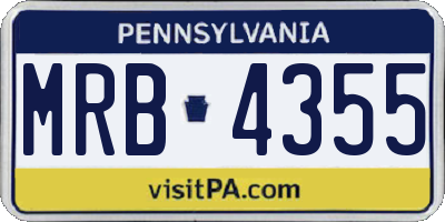 PA license plate MRB4355