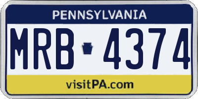 PA license plate MRB4374