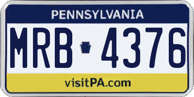 PA license plate MRB4376