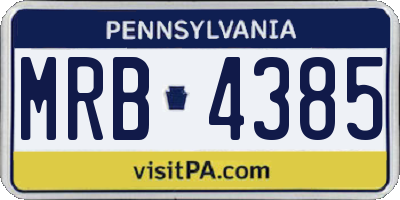 PA license plate MRB4385