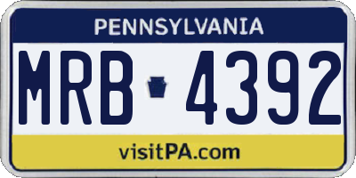 PA license plate MRB4392