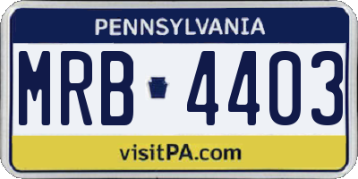 PA license plate MRB4403