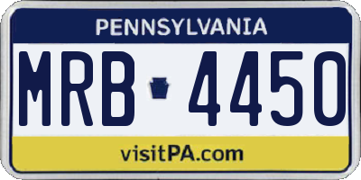 PA license plate MRB4450