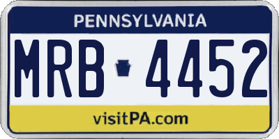 PA license plate MRB4452