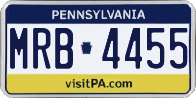 PA license plate MRB4455