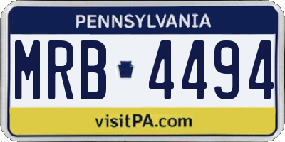 PA license plate MRB4494