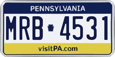 PA license plate MRB4531