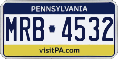PA license plate MRB4532