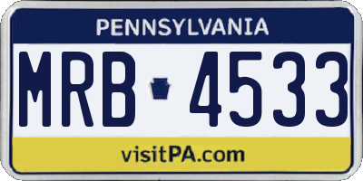 PA license plate MRB4533
