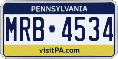 PA license plate MRB4534