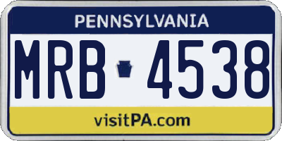 PA license plate MRB4538