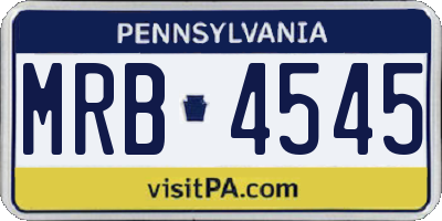 PA license plate MRB4545