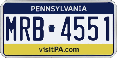 PA license plate MRB4551